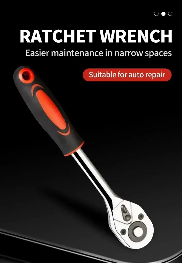 24 Teeth 1/4" 3/8" Inch Torque and Ratchet Wrench Quick-release Reversible Professional Heavy Duty Ratchet Hand Tools Car Tools