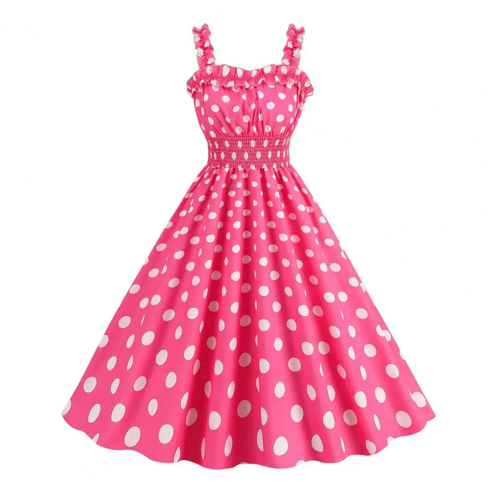 Women Vintage Pink Plaid Dress Retro Rockabilly Strap Suspenders Cocktail Party 1950s 40s Swing Dress Summer Dresses