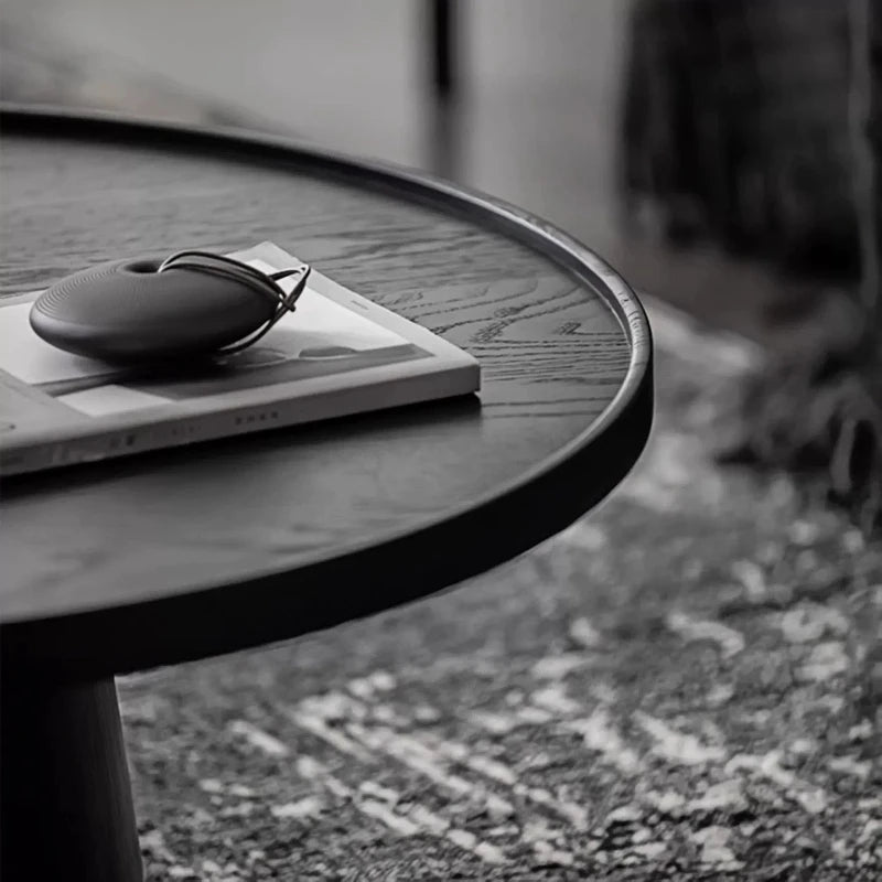Round Solid Wood Coffee Table Minimalist Design Living Room Home Decor Coffee Table Nordic Black Simple Coffee Table Furniture