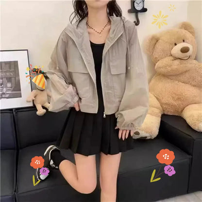 Simplicity Thin Sunscreen Clothing Anti UV Loose Summer Long Sleeved Jacket Waterproof Quick Dry Women's Coat Outdoor Sports
