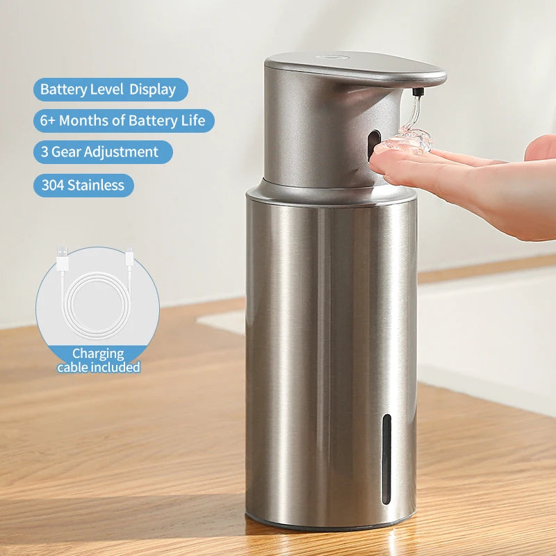 480ml Kitchen Soap Dispenser Automatic Sensor Hand Sanitizer Machine Intelligent Electric Body Wash Soap Dispenser 304 Stainl