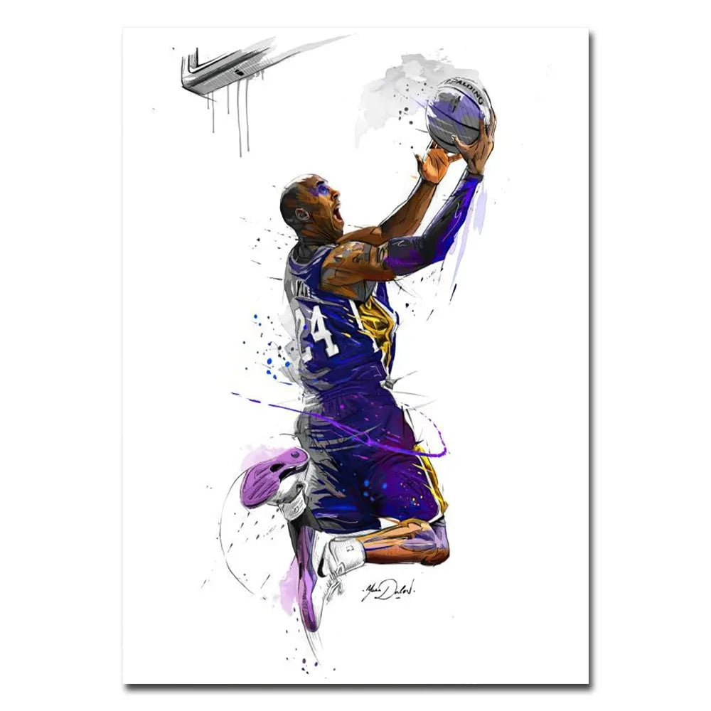 Famous Basketball Stars Wall Art Poster Abstract Graffiti Mural Modern Home Decor Canvas Painting Room Decorate Prints Pictures