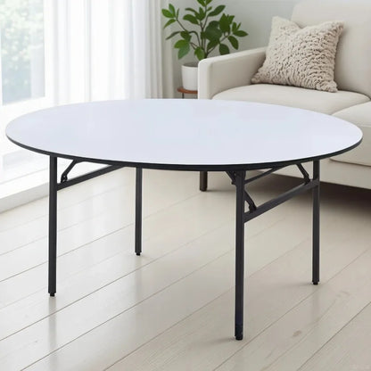Round Folding Tables for Hotel Banquet Halls, Events, Parties and Weddings; Round Banquet Tables; White Simple Dining Tables