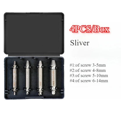 Screw Extractor Drill Bit Damaged Stripped Broken Screw Bolt Remover Extractor Easily Take Out Demolition Tools 4PCS Set