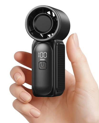 Portable Handheld Mini Fan, 6 Speeds 16900 RPM High Velocity Personal Fan with LED Display, USB Rechargeable,