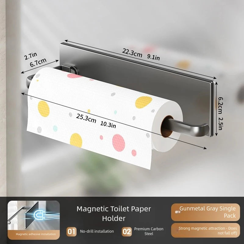 1 magnetic self-adhesive wall-mounted tissue holder with cling film, easy magnetic installation, suitable for kitchen, bathroom