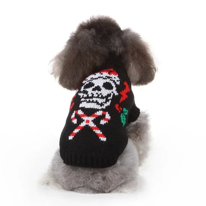 Dog Sweater, Pet Hoodie, Skull Coat, Pet Clothing, Elk Christmas Puppy Dog Clothes, Autumn Pet Clothes