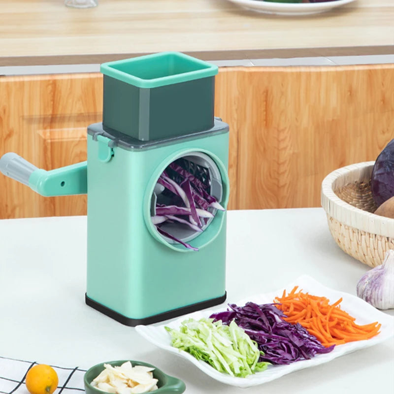 Home Multifunction Vegetable Slicer Manual Grater Vegetable Chopper 3 in 1 Round Cutter Potato Spiralizer Kitchen Accessories ﻿