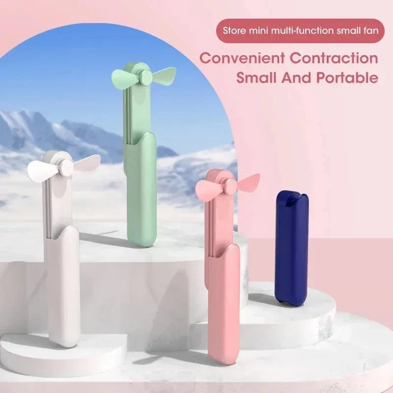 Portable 3 IN 1 Mini Handheld Fan USB Rechargeable Small Pocket Battery Operated Fan with Power Bank