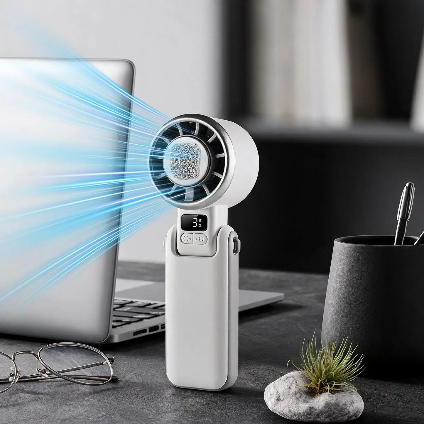 Portable Handheld Fan 5 Speeds Rechargeable Blower Device With Digital Display Portable Fan For Travel Vacation Camping Hiking