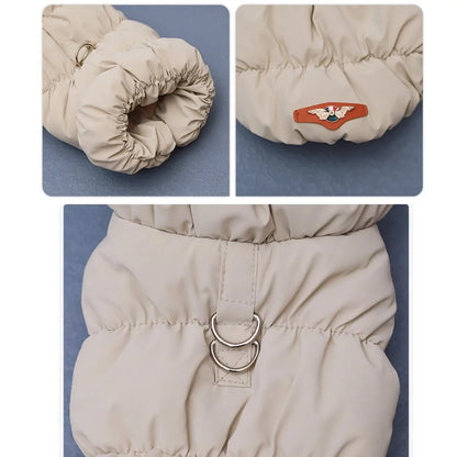 Pet Dog Warm Coat Jacket with Leash Buckle Cat Winter PU Clothing Down Coat for Dog Puppy Dog Apparel PU Jacket Pet Product