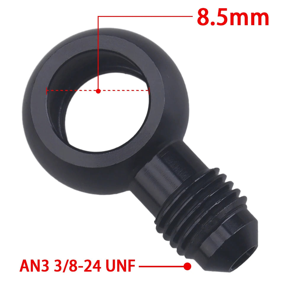 Black Aluminum Banjo Adapter Fitting 10AN Male Flare AN3 AN4 AN6 AN8 AN10 to 12mm 14mm 16mm Banjo Hole for Fuel & Brake Systems