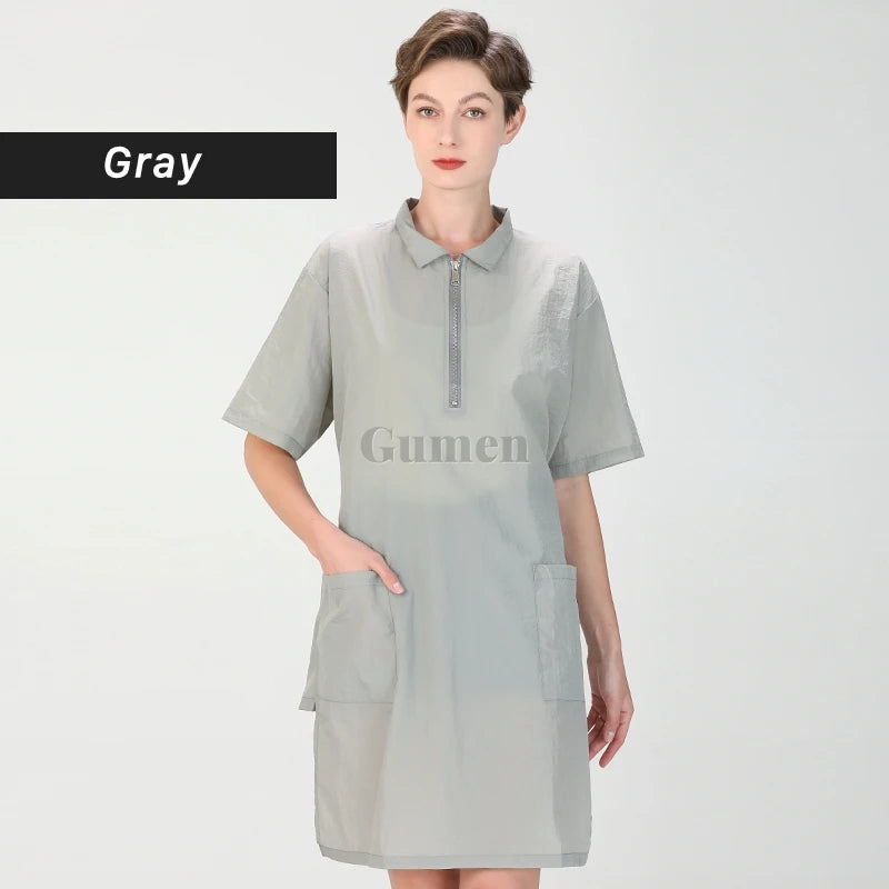 Short Sleeve Dog Grooming Clothing Summer Pet Groomer Work Clothes Waterproof Pet Shop Uniform Hair Salon Smock Hairdresser Robe