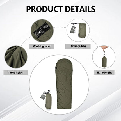 Widesea Camping Sleeping Bag Liner Ultralight Mummy Sleeping Bag Backpack Liner Single Person Travel  Sleeping Bag