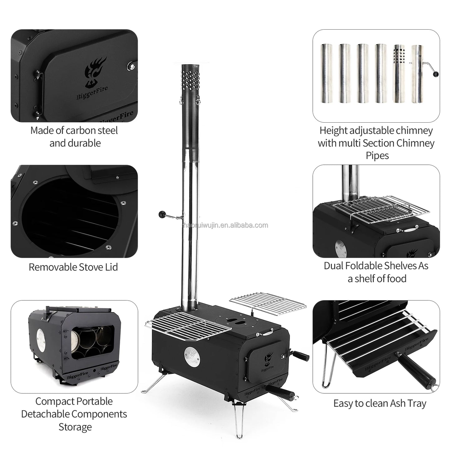 Wholesale Portable Mini Bell Tent Stove Foldable Outdoor Winter Camping Kitchen With Hot Heating Wood Burning Feature