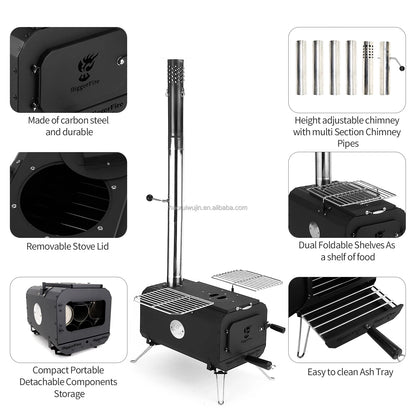 Wholesale Portable Mini Bell Tent Stove Foldable Outdoor Winter Camping Kitchen With Hot Heating Wood Burning Feature