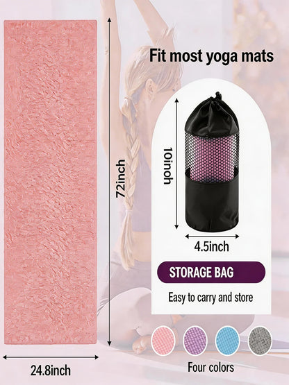 Non Slip Yoga Towel 72"x24" Microfiber Yoga Mat Cover with Silicone Grip Dots, Ultra Absorbent Sweat-Proof Exercise Pilates Blan