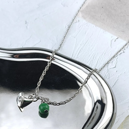 Wicked Necklace Glinda Rose Quartz Wand Necklace Elphaba Aventurine Hat Necklace Natural Gemstone Crystal Charm Necklace