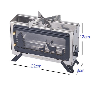 Small Camping Heating Stove Portable Tent Firewood Stove Glass Window Charcoal Burner