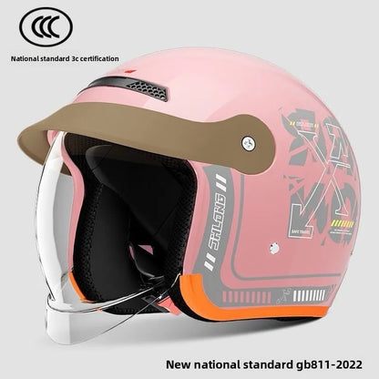 Certified 4-Season Half Helmet - Unisex Warm Windproof Hard Hat for E-Vehicle Motorcycle