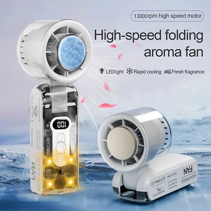 Portable Mini Handheld Fan with LED Display Semiconductor Refrigeration 100 Speeds USB Rechargeable Battery Outdoor Fan