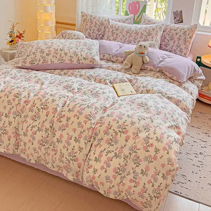 4pcs/set Bedding Set Simplicity Style Twin Queen Size Duvet Cover Flat Sheet Pillowcase Kids Adult Comforter Sets Home Textile