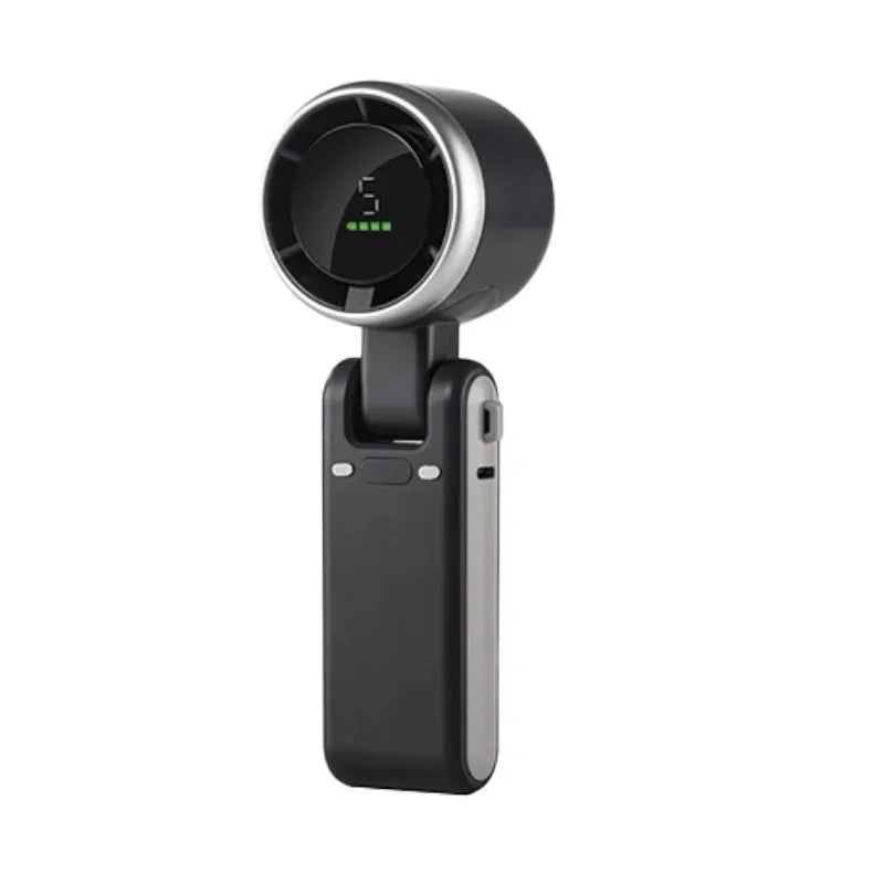 Portable Mini Handheld Fan Multi-functional Foldable Fan USB Rechargeable Turbine Fan Digital Display Mini Table Fan Outdoor