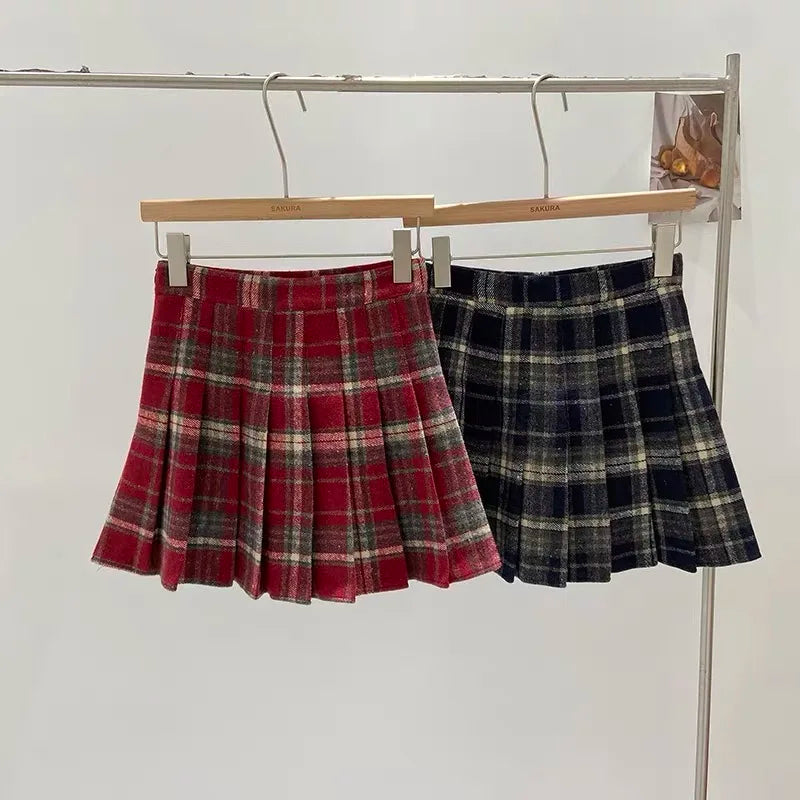 Women Plaid Pleated Mini Skirt Teen-girl High Waist Check Tennis Skirt Preppy Academia Y2K Outfit
