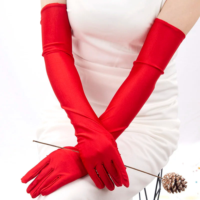 1 Pair Sexy Gloves Classic Women Black Evening Party Prom Gloves Opera Stretch Satin Long Mittens Driving Sun Protection Sleeves