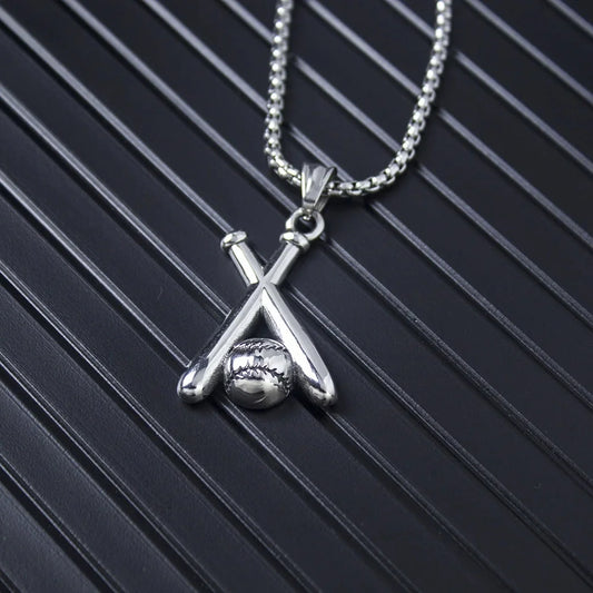 Simple and Fashionable Baseball Bat Pendant Necklace, Suitable for Men and Women, Creative Niche Street Party Accessories