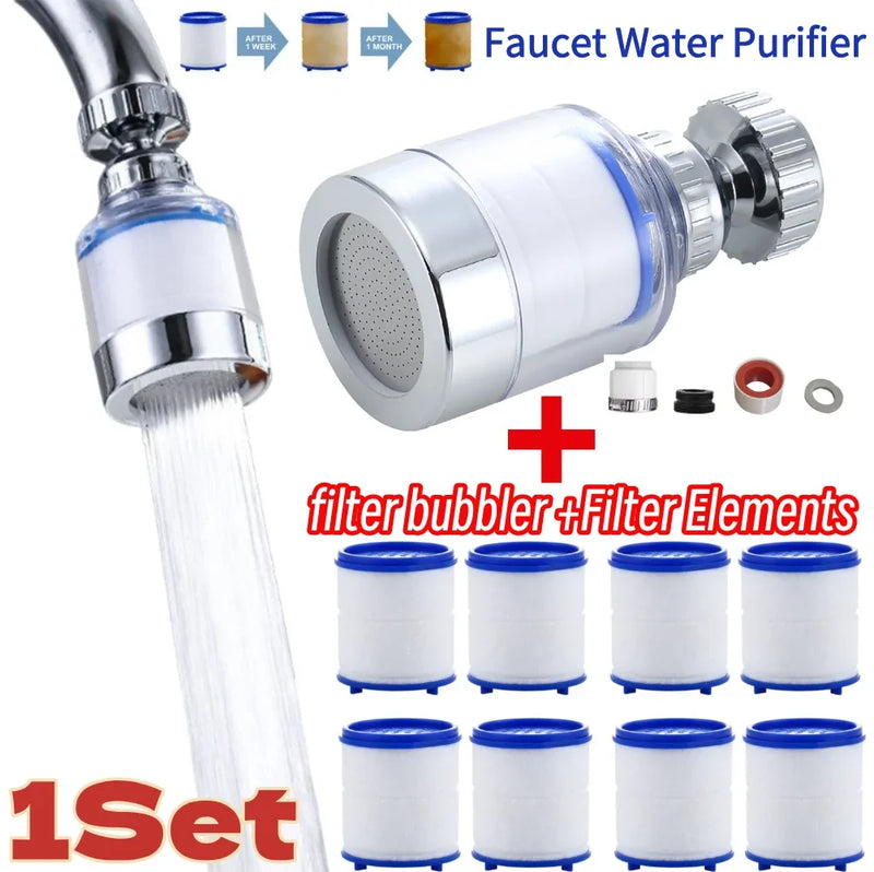 1Set Faucet Water Filter 360 Degree Rotating Filter Elements Water Purifier Set Heavy Metals Filtered Tools PP Cotton Filtration