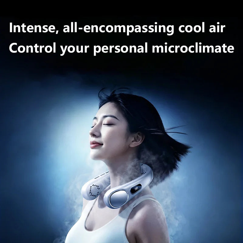 Lenovo Portable Neck Fan Rechargeable Ultra Long Battery Life Quiet Foldable Wearable Personal Cooler 199-Gear Ice Cooling
