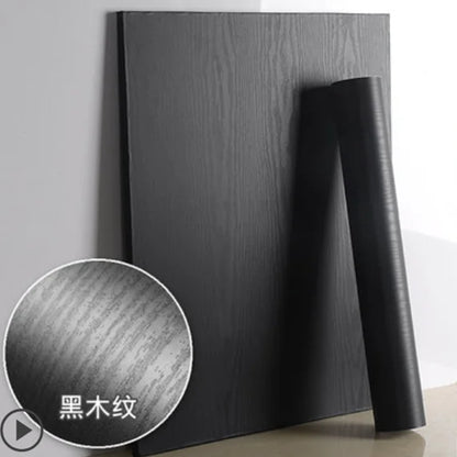 Black Wood Grain Thickening Wallpaper Boeing Film Furniture Kitchen Cabinet PVC Self-Adhesive Stickers Kitchen Vinyl Wallpaper