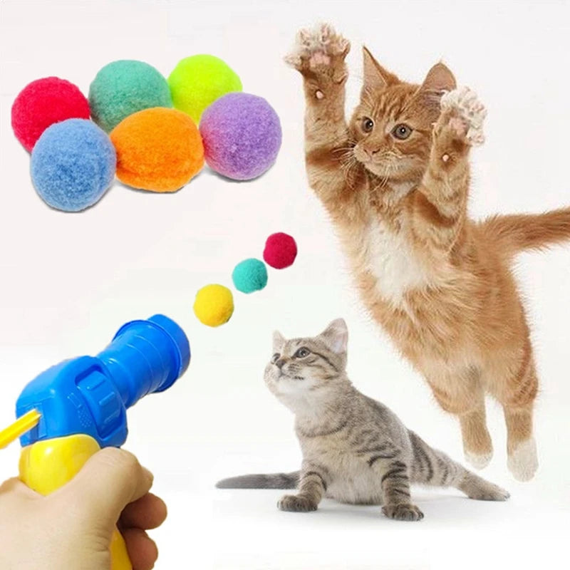 Colorful Plush Ball Cat Toys for cats Molar Bite Resistant Bouncy Interactive Funny Cat Balls Chew Toy Training Toy Pet products