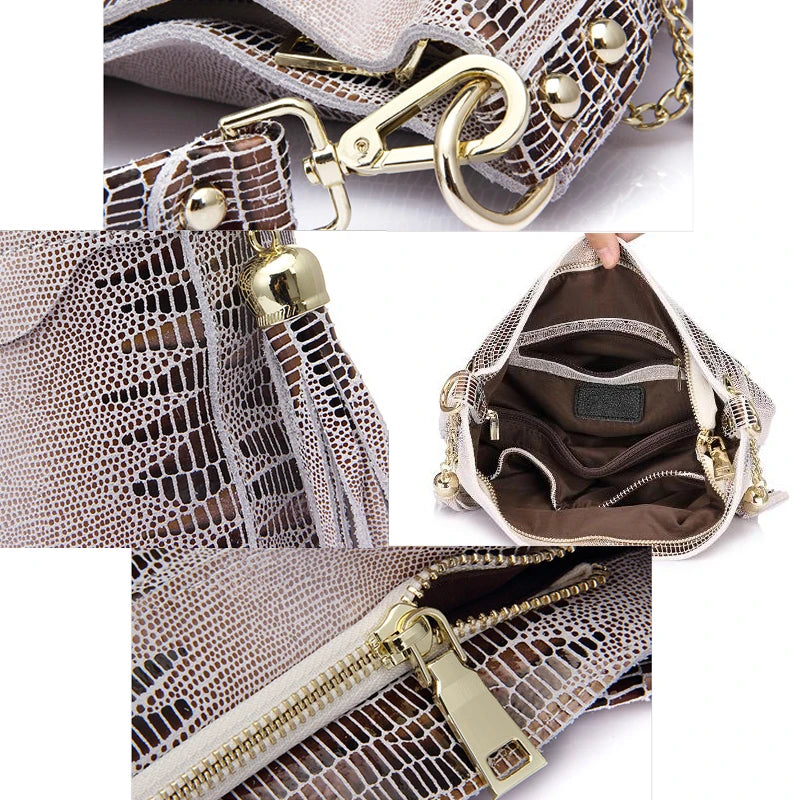 100% Genuine Leather Women's Shoulder Handbags Shiny Embossed Lady Suede Cowhide Real Leather Bags New Cross Body Bucket Bag