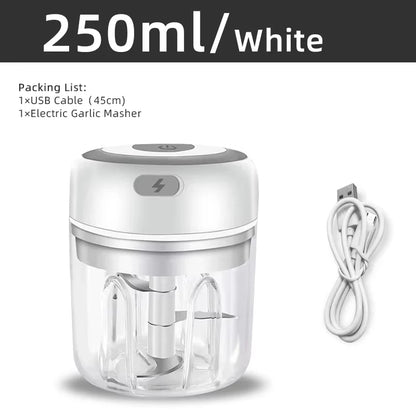 Electric Garlic Mincer 250ML Vegetable Chopper Food Chopper, USB Mini Garlic Mincer, Onion Chopper Portable Small Food Processor