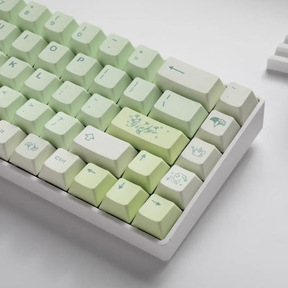 127 Keys Ginkgo Mechanical Keyboard Keycap PBT Thermal Sublimation Cherry Profile DIY Custom Gaming Gamer Keyboard Accessories