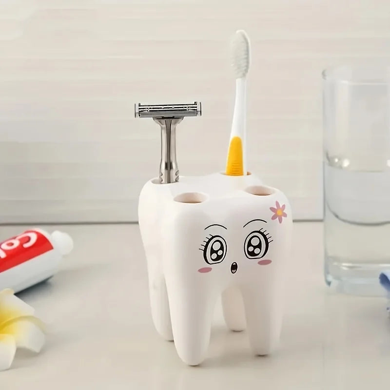 1pc-Cartoon toothbrush companion toothbrush holder, smiling face teeth toothbrush holder, bathroom accessories