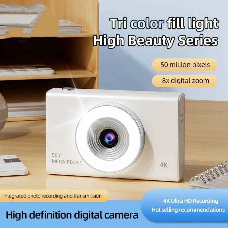 Digital Camera 4K High-definition Camera 50 Million Pixels Autofocus Portable Retro Camera CCD Travel Student Camera
