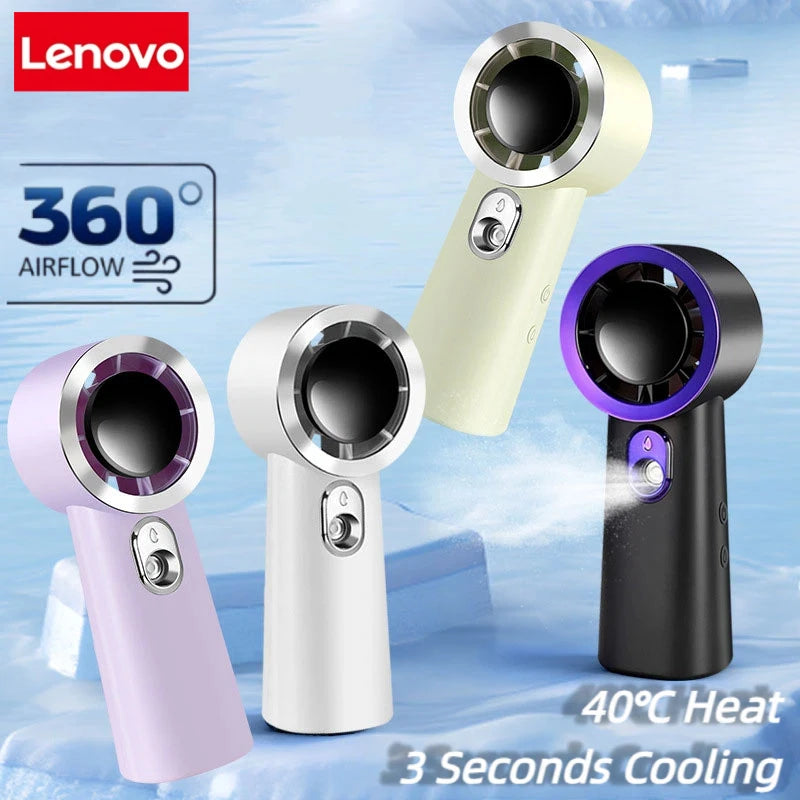 Lenovo Handheld Small Fan USB Charging Mini Outdoor Portable Lightweight Desktop Stand Long Lasting Battery Life Cooling Fan