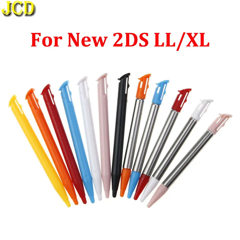 JCD 10pcs For New 2DSLL 2DSXL Game Console Plastic & Metal Telescopic Stylus Touch Screen Pen For New 2DS LL XL