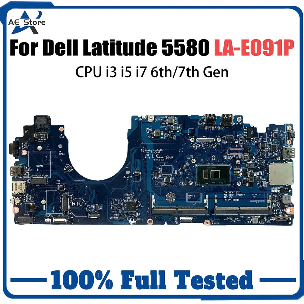 Notebook Mainboard For Dell Latitude 5580 00C098 0V6V32 0M3HDV 0Y2K9C LA-E091P Laptop Motherboard i3 i5 i7 6th 7th Gen CPU