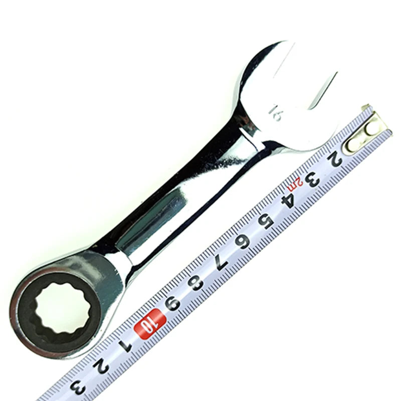 8-19mm Short Handle Ratchet Handle Wrench CR-V Combination Wrenches Quick Open Spanner Auto Repair Tools 1pcs
