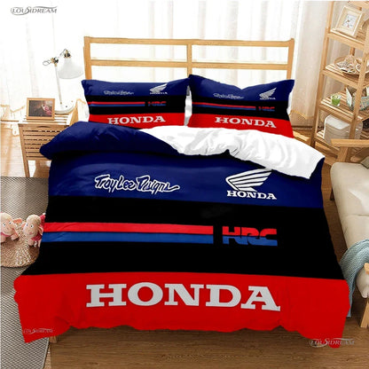 HRC-HONDA Motorcycle logo Duvet Cover Comforter Bedding sets Soft Quilt Cover and Pillowcases for Teens Single/Double/Queen/King