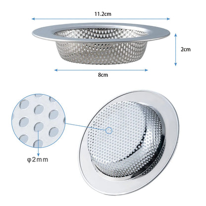 2 Pcs Kitchen Sink Strainer，Stainless Steel Punching Sink Drain Strainer Shower Drain Hair Catcher Bathroom Kitchen Accessories