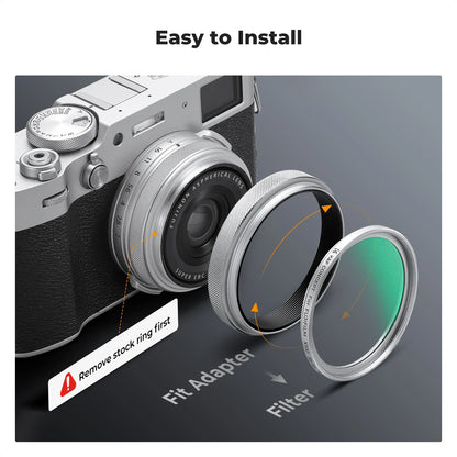 K&F CONCEPT 1/4 Black Diffusion Filter Kit for Fujifilm X100V X100VI X100F X100S Lens 49mm Soft Focus Filter with Adapter Ring