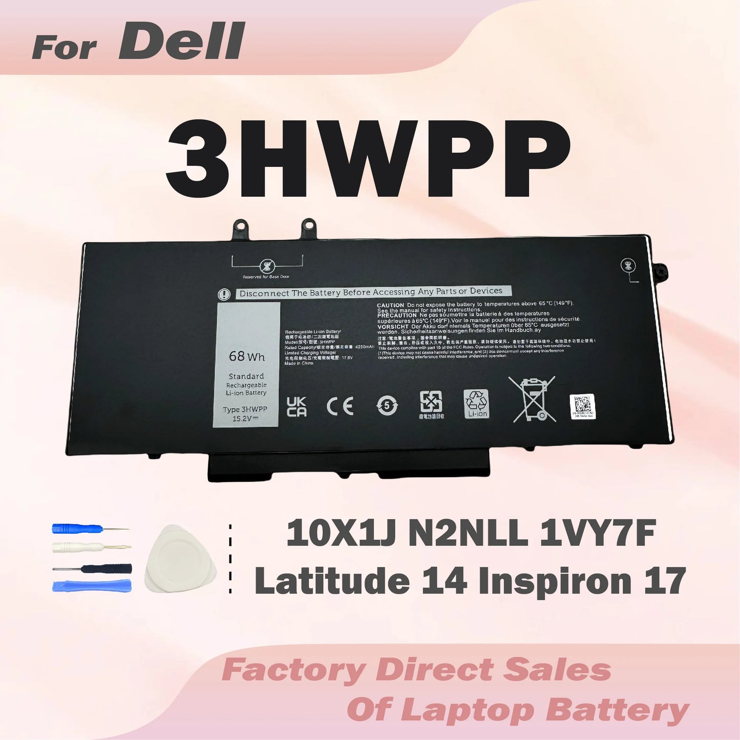 3HWPP 4474mAh Laptop Battery for Dell Latitude 5401 5410 5411 5501 5510 5511 Precision 3541 3551 INSPIRON 7706 2-in Repair
