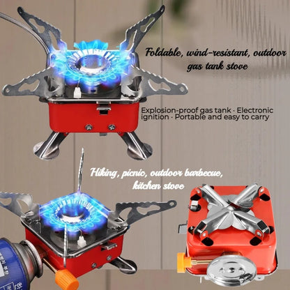 PortableMini Square Gas Stove for Camping Hiking and Travel Ultra Lightweight Folding Camping Cookware Outdoor Cooking Equipment