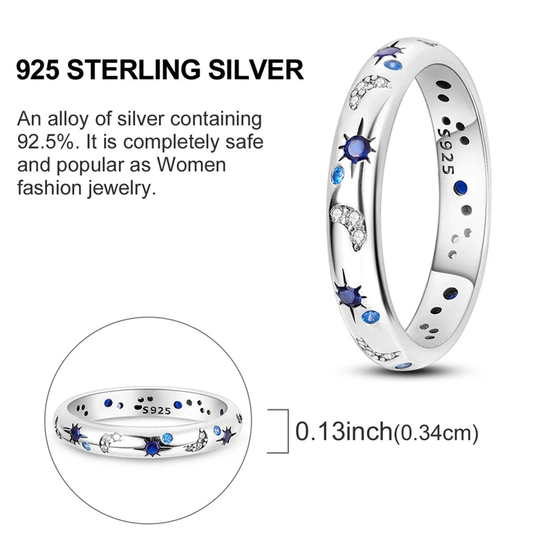 Hot Sale 925 Sterling Silver Ring Eye Plam Frefly Stars Heart Rings For Wedding Women Girls Jewelry Anniversary