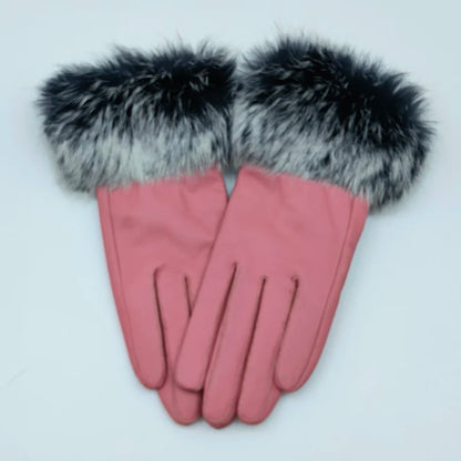 2025 Women Winter Warm Genuine Sheep Leather Glove With Real Fur Trimming Female Warm Real Leather Fur High Quality Mittens